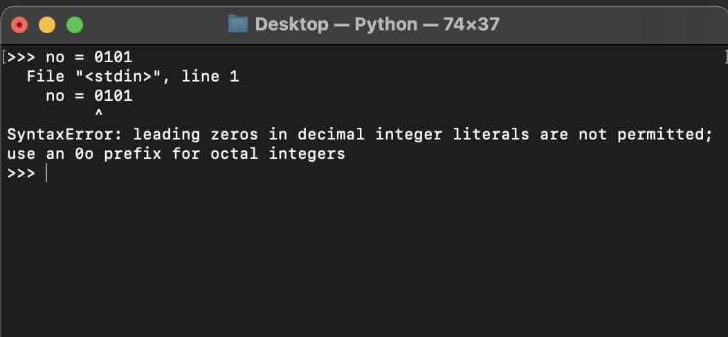 SyntaxError- leading zeros in decimal integer literals are not permitted